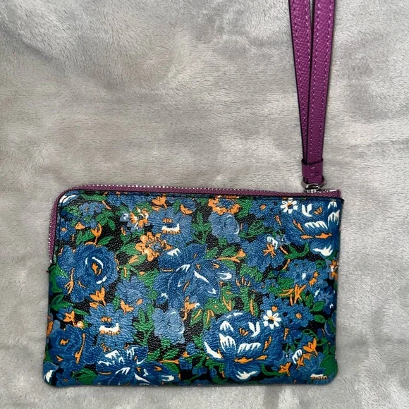 Coach Floral Shaka Aloha Leather Wristlet - Picture 2 of 3